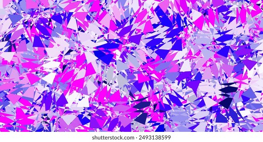 Light purple, pink vector backdrop with triangles, lines. Illustration with abstract colorful triangle shapes. Pattern for promotions.