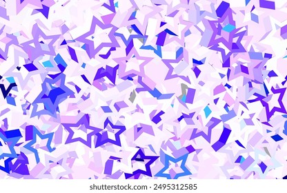 Light Purple, Pink vector backdrop with small and big stars. Stars on blurred abstract background with gradient. Best design for your ad, poster, banner.