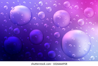 Light Purple, Pink vector background with bubbles. Glitter abstract illustration with blurred drops of rain. Pattern can be used as texture of water, rain drops.