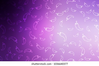 Light Purple, Pink vector background with spicy peppers. Decorative shining illustration with peppers on abstract template. Pattern for ads of breakfast, lunch, dinner.