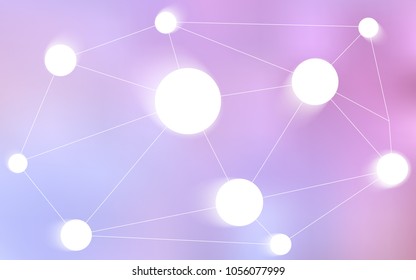 Light Purple, Pink vector background with bubbles, lines. Design with connection of dots and lines on colorful background. Completely new template for your brand book.
