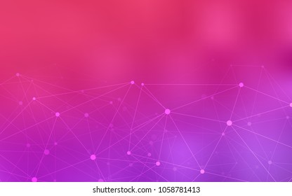 Light Purple, Pink vector background with bubbles, lines. Design with connection of dots and lines on colorful background. Pattern can be used for futuristic ad, booklets.
