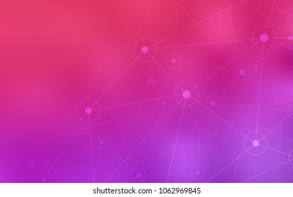 Light Purple, Pink vector background with bubbles, lines. Abstract illustration with colorful discs and triangles. New design for ad, poster, banner of your website.
