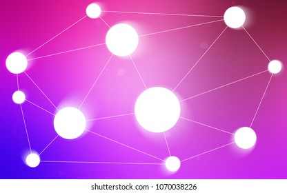 Light Purple, Pink vector background with bubbles, lines. Glitter abstract illustration with connection of triangle structure. New design for ad, poster, banner of your website.