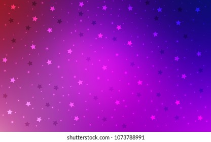 Light Purple, Pink vector background with colored stars. Modern geometrical abstract illustration with stars. The pattern can be used for websites.