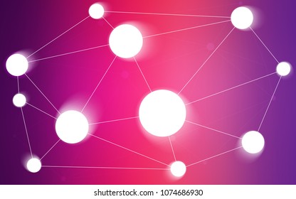 Light Purple, Pink vector background with dots and lines. Glitter abstract illustration with connection of triangle structure. Beautiful design for your business advert.
