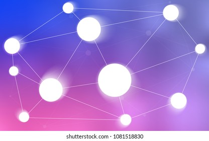Light Purple, Pink vector background with dots and lines. Design with connection of dots and lines on colorful background. Pattern can be used for futuristic ad, booklets.