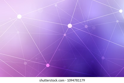 Light Purple, Pink vector background with dots and lines. Design with connection of dots and lines on colorful background. Pattern can be used for ads, leaflets.