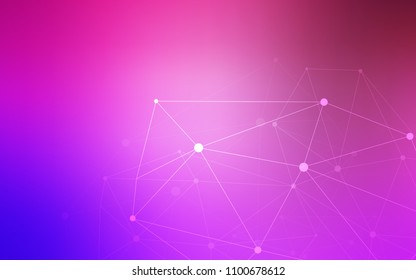 Light Purple, Pink vector background with dots and lines. Decorative design in abstract style with triangle structure. Pattern can be used for ads, leaflets.