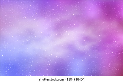 Light Purple, Pink Vector Background With Galaxy Stars. Space Stars On Blurred Abstract Background With Gradient. Pattern For Astronomy Websites.