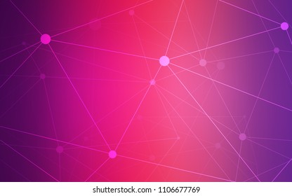 Light Purple, Pink vector background with dots and lines. Decorative design in abstract style with triangle structure. Pattern can be used for beautiful websites.