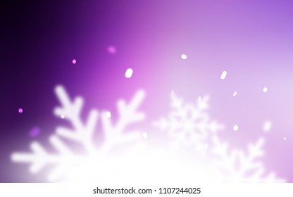 Light Purple, Pink vector background with xmas snowflakes. Modern geometrical abstract illustration with crystals of ice. The pattern can be used for new year leaflets.