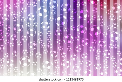 Light Purple, Pink vector background with soccer balls. Decorative design of football balls on a gradient backdrop. Template for ads of soccer world cup 2018.