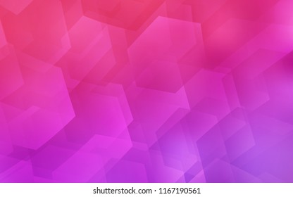 Light Purple, Pink vector background with hexagons. Illustration with set of colorful hexagons. Pattern for ads, leaflets.