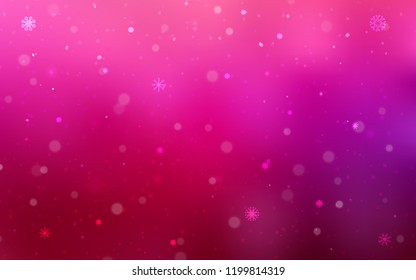 Light Purple, Pink vector background with xmas snowflakes. Modern geometrical abstract illustration with crystals of ice. The pattern can be used for year new  websites.