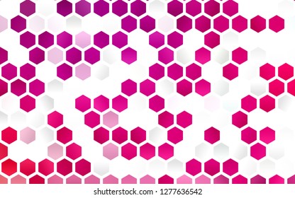 Light Purple, Pink vector background with hexagons. Illustration with set of colorful hexagons. Pattern for texture of wallpapers.