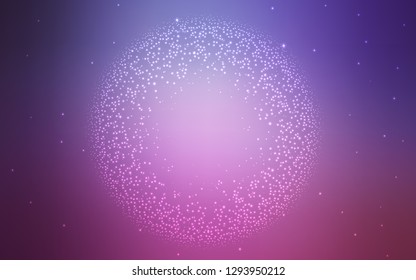 Light Purple, Pink vector background with galaxy stars. Blurred decorative design in simple style with galaxy stars. Pattern for astrology websites.
