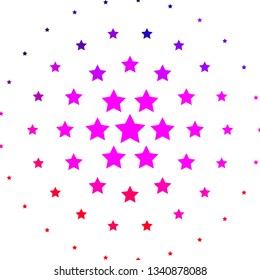 Light Purple, Pink vector background with colorful stars. Shining colorful illustration with small and big stars. Pattern for websites, landing pages.