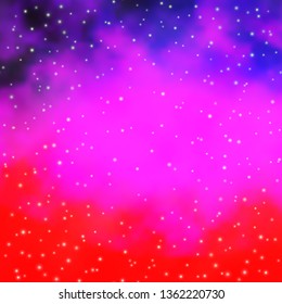 Light Purple, Pink vector background with small and big stars. Decorative illustration with stars on abstract template. Theme for cell phones.