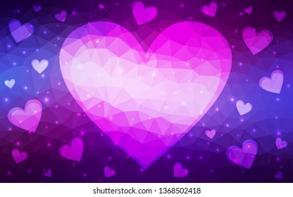 Light Purple, Pink vector  background with Shining hearts. Illustration with hearts in love concept for valentine's day. Template for Valentine's greeting postcards.