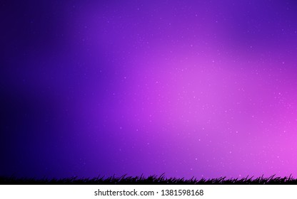 Light Purple, Pink vector background with galaxy stars. Shining illustration with sky stars on abstract template. Pattern for astronomy websites.