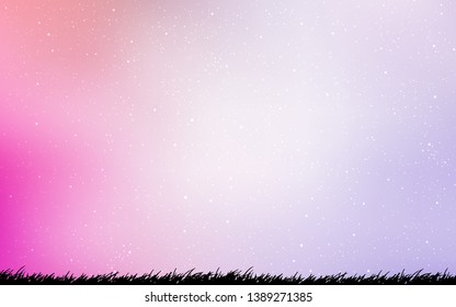 Light Purple, Pink vector background with galaxy stars. Blurred decorative design in simple style with galaxy stars. Smart design for your business advert.