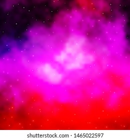 Light Purple, Pink vector background with small and big stars. Decorative illustration with stars on abstract template. Pattern for new year ad, booklets.