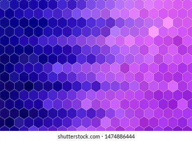 Light Purple, Pink vector background with hexagons. Illustration with set of colorful hexagons. Design for website posters, banners.