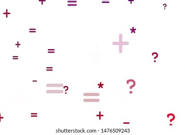 Light Purple, Pink vector background with math elements. Modern geometrical illustration with numerals. Pattern for ad, booklets, leaflets of education.