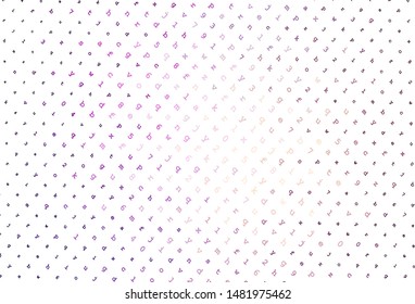 Light Purple, Pink vector background with signs of alphabet. Shining illustration with ABC symbols on abstract template. Best design for a college poster, banner.