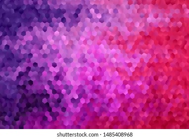 Light Purple, Pink vector background with set of hexagons. Illustration of colored hexagons on blur surface. Pattern for landing pages.