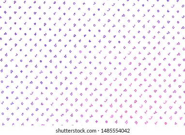 Light Purple, Pink vector background with signs of alphabet. Abstract illustration with colored latin alphabet. Pattern for ads, poster, banner of books.