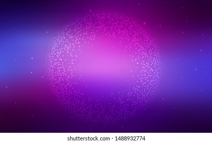 Light Purple, Pink vector background with galaxy stars. Shining colored illustration with bright astronomical stars. Best design for your ad, poster, banner.