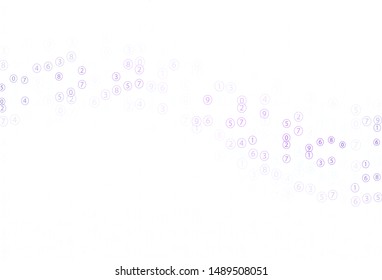 Light Purple, Pink vector background with math characters. Shining colorful illustration with isolated Digit signs. Pattern for posters, banners of math books.