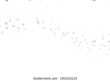 Light Purple, Pink vector background with xmas snowflakes. Glitter abstract illustration with crystals of ice. Pattern for new year ad, booklets.