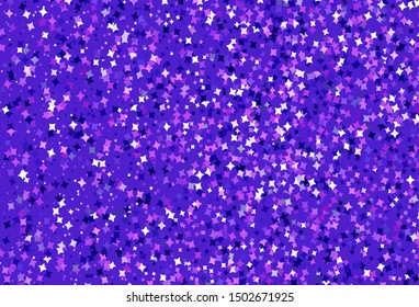 Light Purple, Pink vector background with small and big stars. Decorative shining illustration with stars on abstract template. Pattern for futuristic ad, booklets.