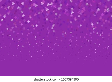 Light Purple, Pink vector background with beautiful snowflakes. Colorful snowflakes with gradient on abstract background. Pattern for new year websites.