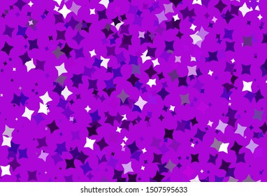 Light Purple, Pink vector background with small and big stars. Shining colored illustration with stars. Best design for your ad, poster, banner.