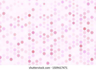 Light Purple, Pink vector background with xmas snowflakes. Colorful decorative design in xmas style with snow. New year design for business advert.