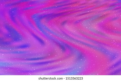Light Purple, Pink vector background with astronomical stars. Shining illustration with sky stars on abstract template. Template for cosmic backgrounds.