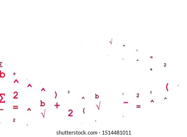 Light Purple, Pink vector background with Digit symbols. Shining colorful illustration with isolated Digit signs. Pattern for ads, poster, banner of books.