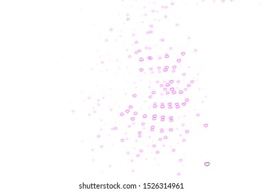 Light Purple, Pink vector background with hearts. Illustration with hearts in love concept for valentine's day. Pattern for valentine's ad, booklets.