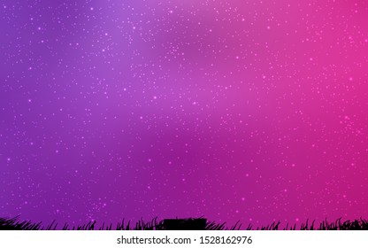 Light Purple, Pink vector background with astronomical stars. Glitter abstract illustration with colorful cosmic stars. Pattern for astronomy websites.