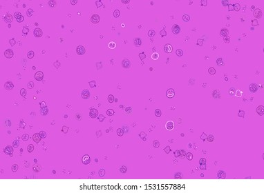 Light Purple, Pink vector background with tasty food. Abstract background with colorful Fast Food illustrations. Template for meal cooking in kitchen.