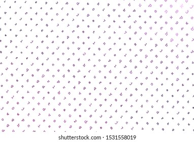 Light Purple, Pink vector background with signs of alphabet. Modern geometrical illustration with ABC english symbols. Pattern for booklets, leaflets of education.