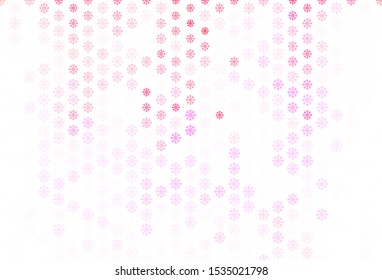 Light Purple, Pink vector background with xmas snowflakes. Colorful decorative design in xmas style with snow. New year design for business advert.
