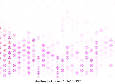 Light Purple, Pink vector background with xmas snowflakes. Modern geometrical abstract illustration with snowflakes. New year design for poster, banner.