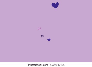Light Purple, Pink vector background with hearts. Hearts on blurred abstract background with colorful gradient. Pattern for valentine's ad, booklets.