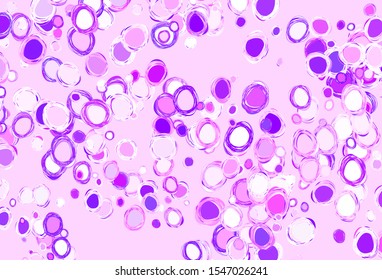 Light Purple, Pink vector background with spots. Glitter abstract illustration with blurred drops of rain. Pattern for textures of wallpapers.