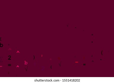 Light Purple, Pink vector background with Digit symbols. Shining colorful illustration with isolated Digit signs. Pattern for ads, poster, banner of books.